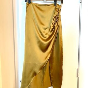 Chartreuse high slit skirt from Zara. New with tags.